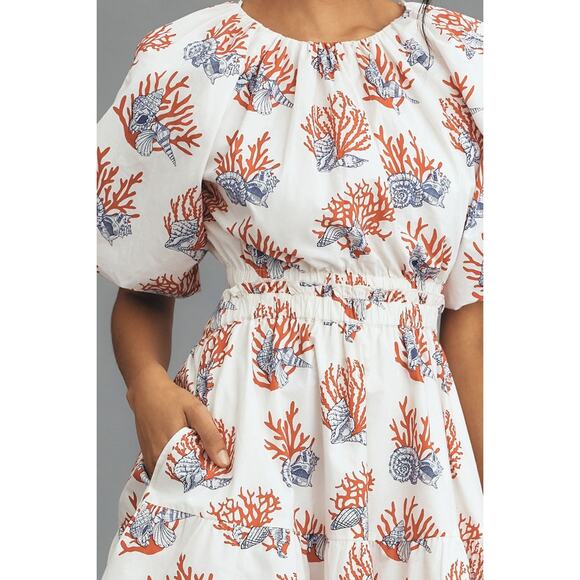Anthropologie Priya Israni Short-Sleeve Mini Women's Dress Nautical Cutout L - Picture 3 of 7